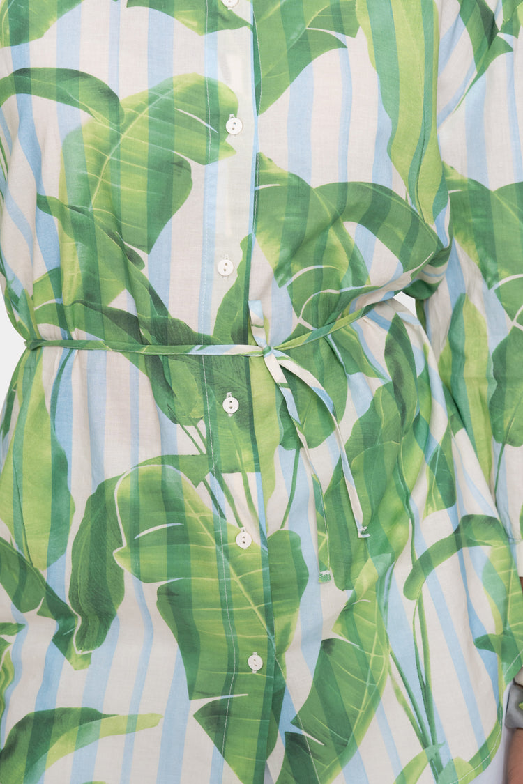 Geisha lange blouse met palmprint en strikceintuur