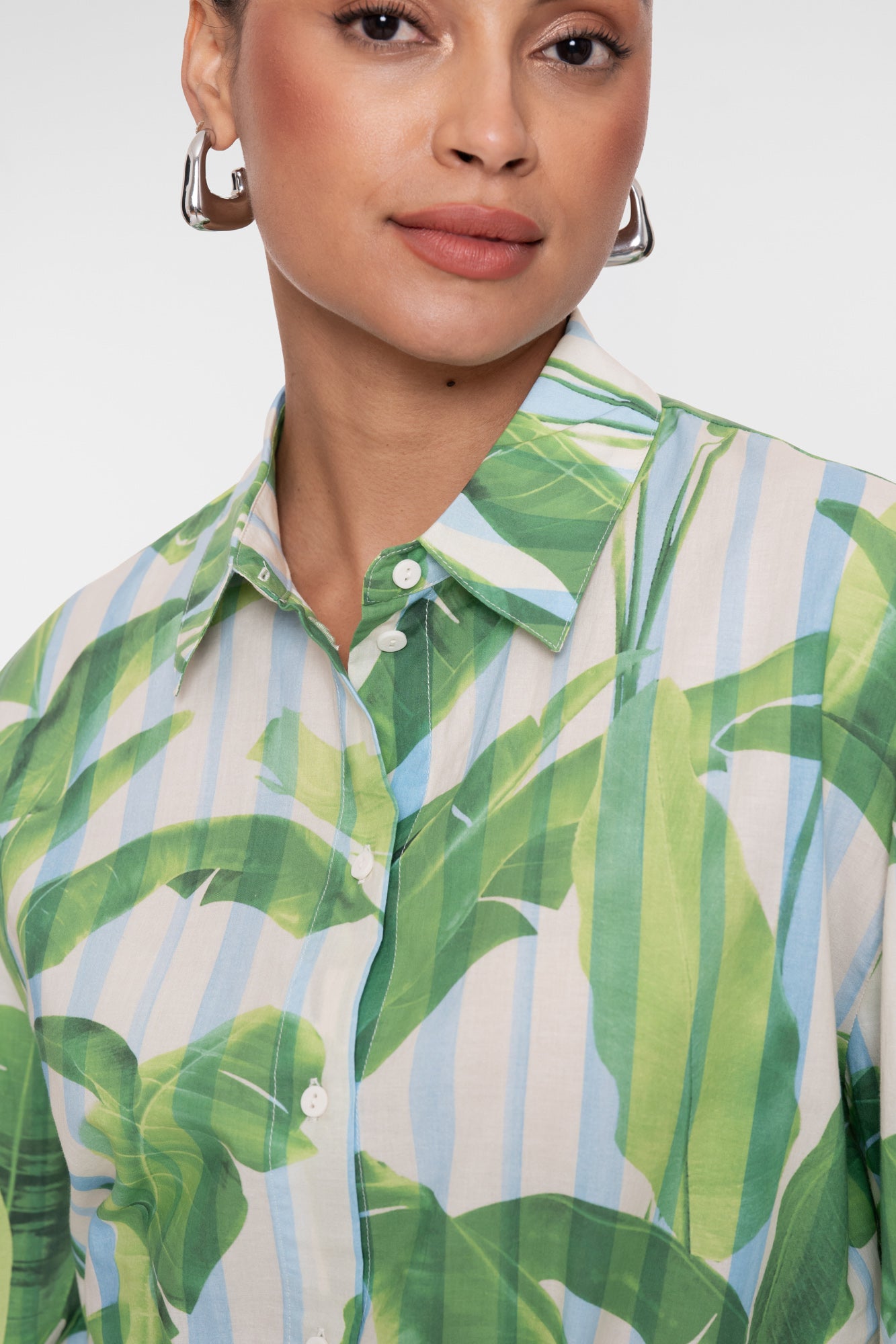Geisha lange blouse met palmprint en strikceintuur