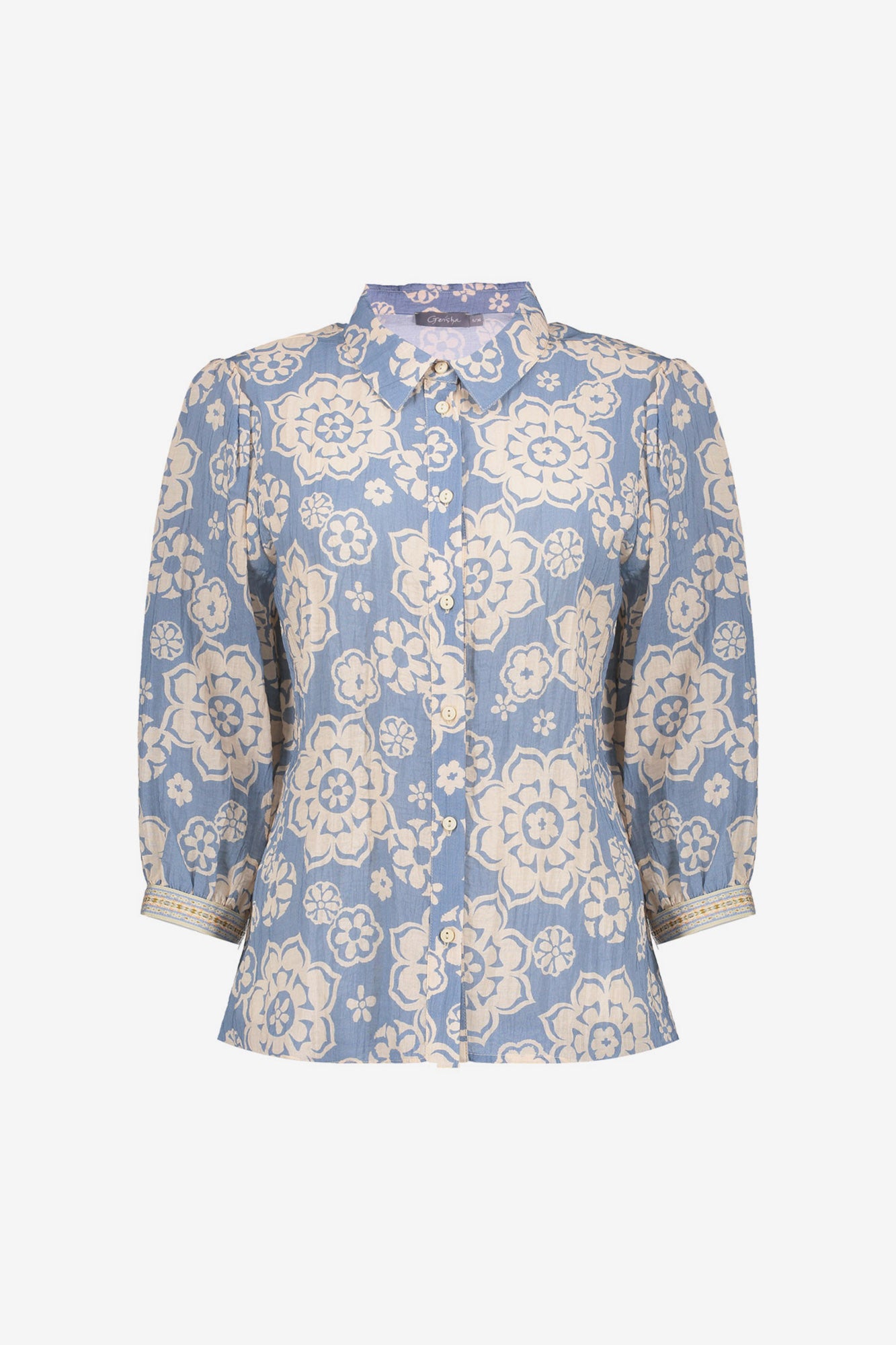 Geisha blouse met bloemenprint en subtiele pofmouw