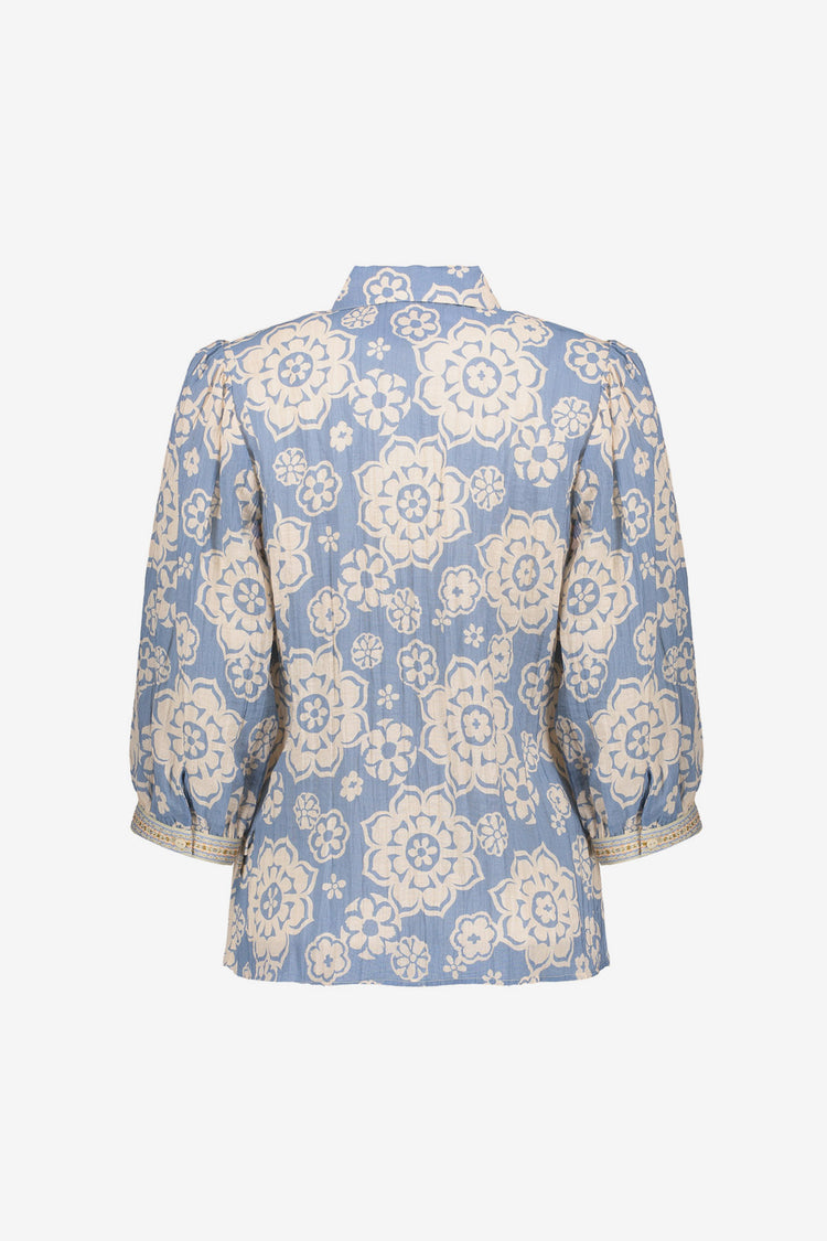 Geisha blouse met bloemenprint en subtiele pofmouw