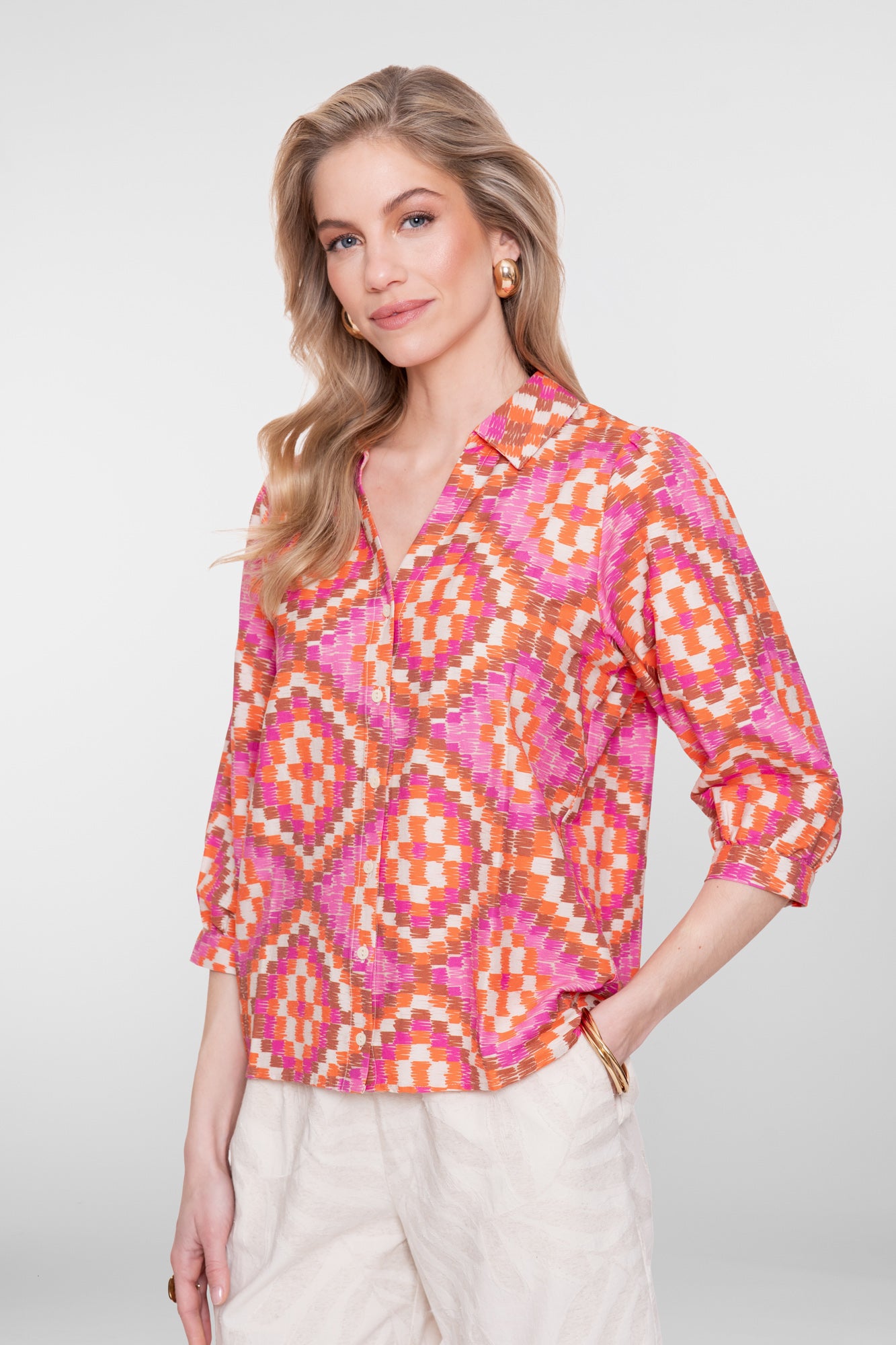 Geisha blouse kleurrijke tile print