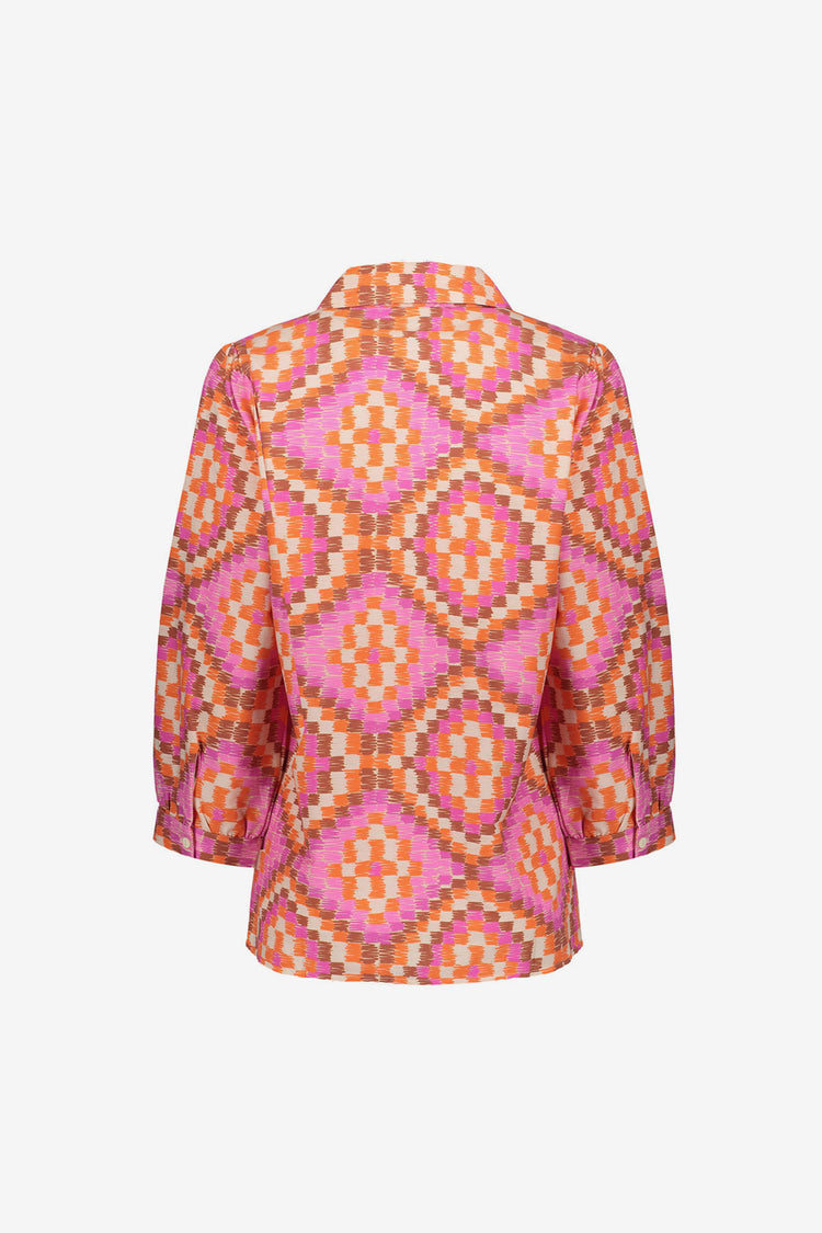 Geisha blouse kleurrijke tile print