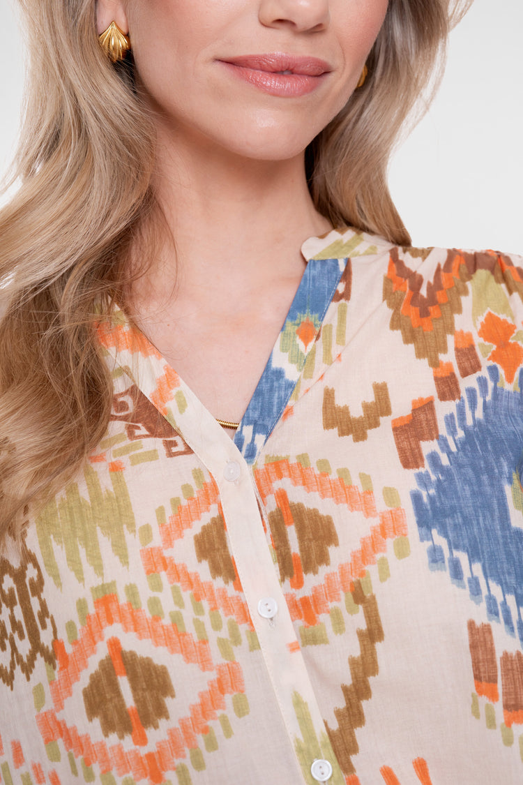 Geisha blouse met print en 3/4 mouw