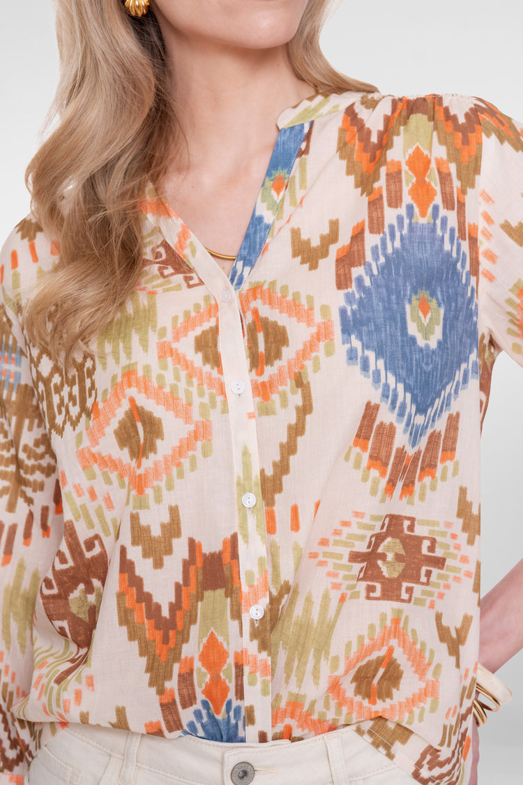 Geisha blouse met print en 3/4 mouw