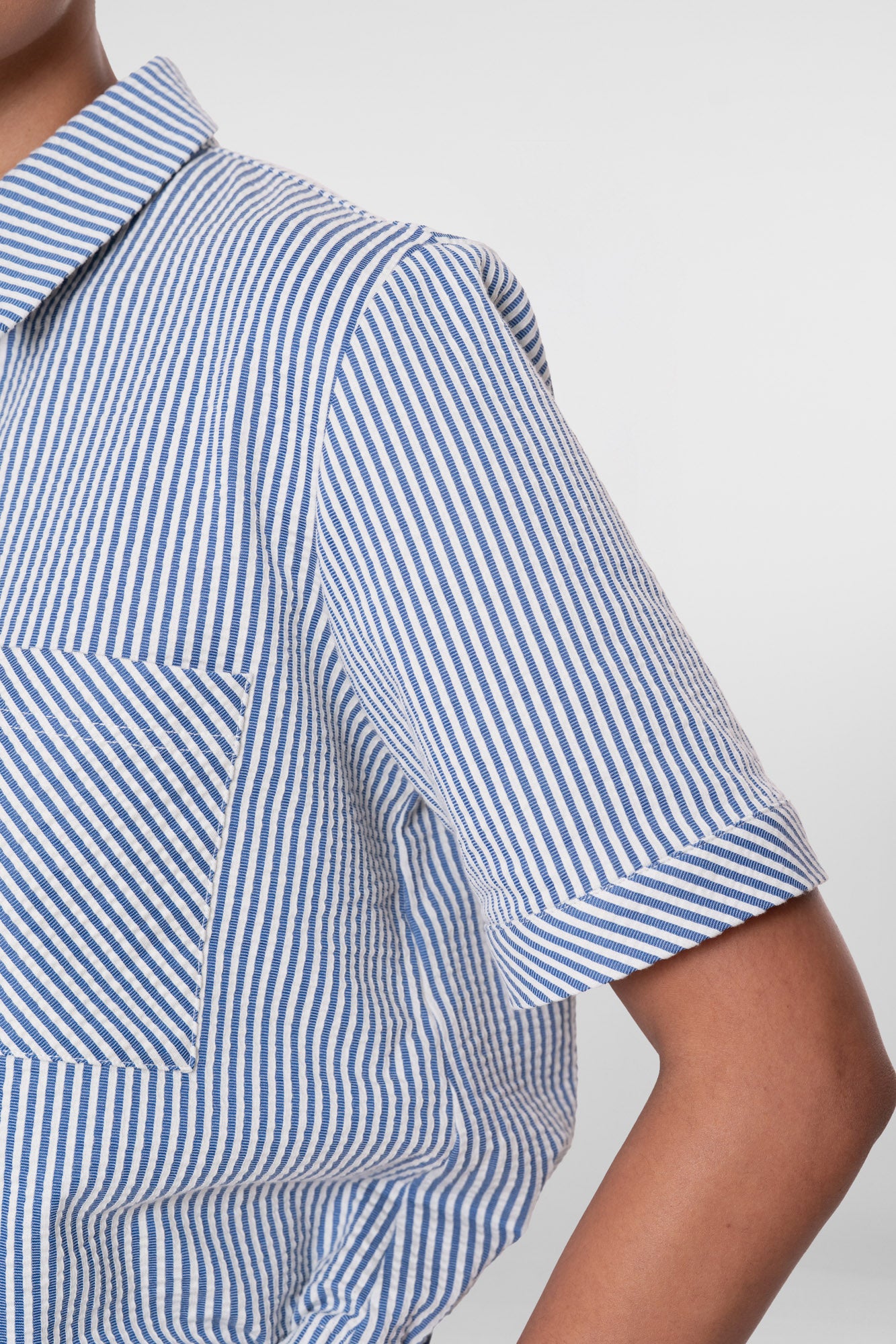 Geisha blouse met streepdessin en korte mouwen