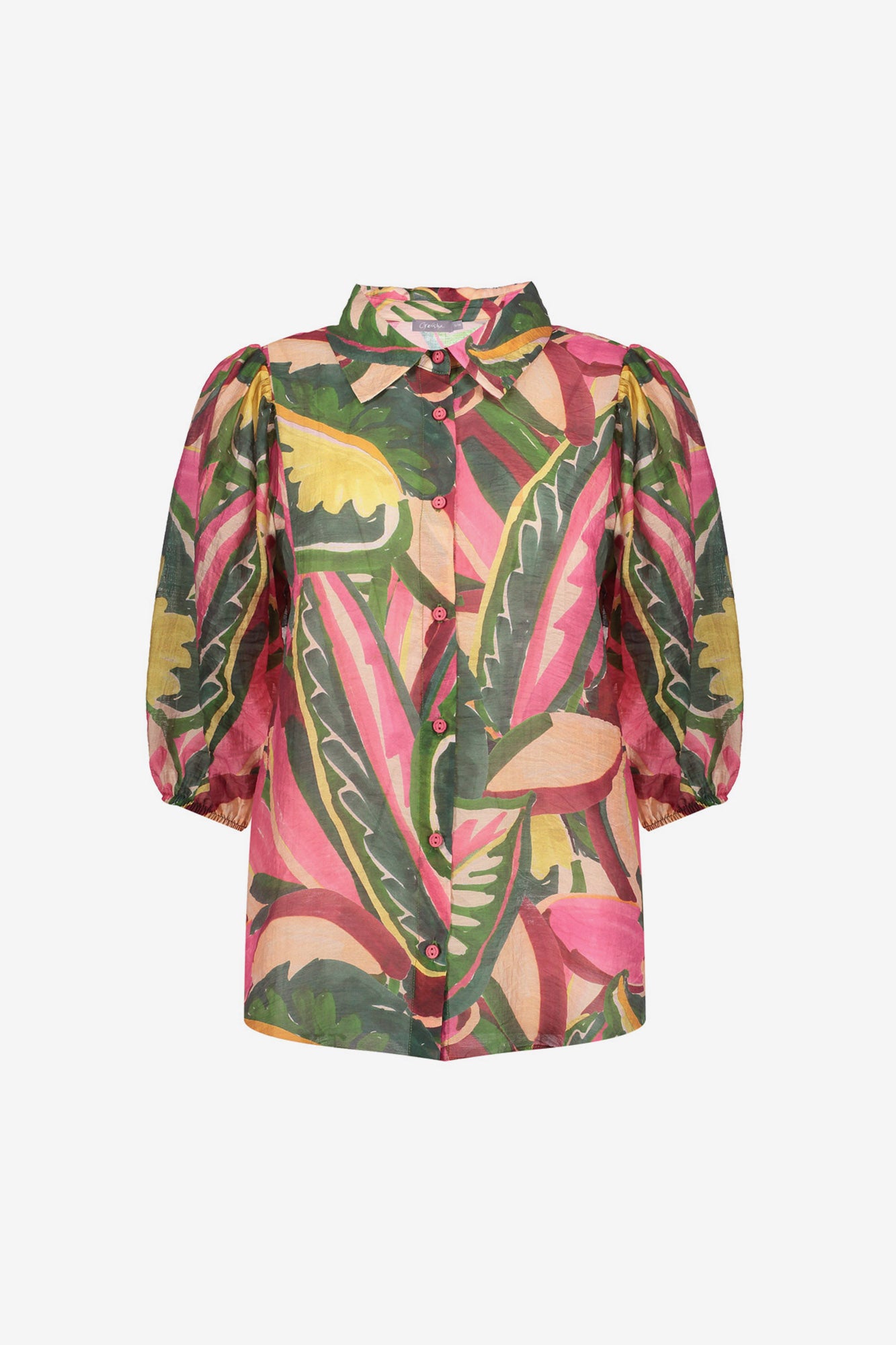 Geisha blouse met kleurrijke print en halflange mouwen