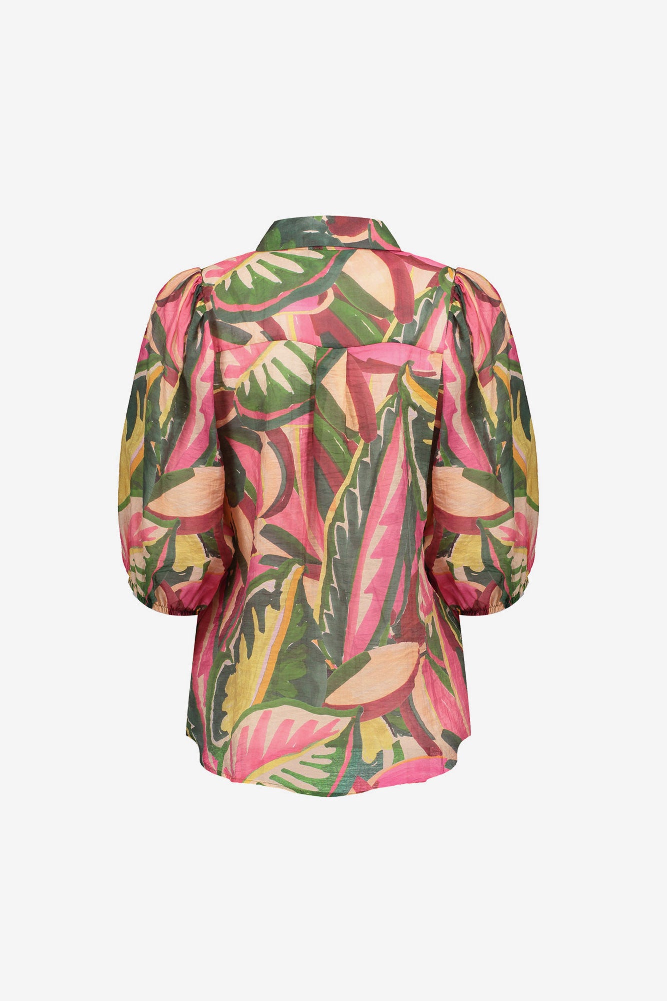 Geisha blouse met kleurrijke print en halflange mouwen