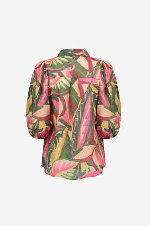 Geisha blouse met kleurrijke print en halflange mouwen