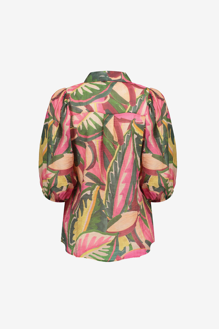 Geisha blouse met kleurrijke print en halflange mouwen