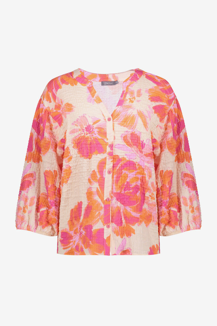 Geisha dames blouse mousseline bloemenprint