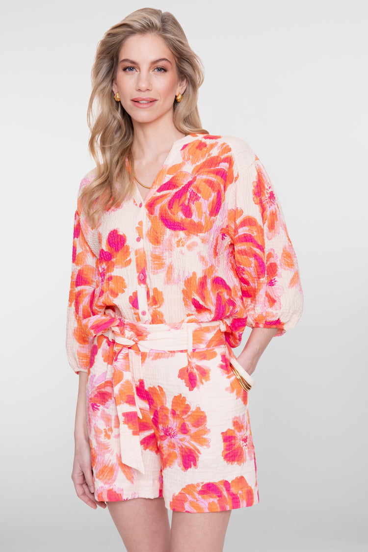 Geisha dames blouse mousseline bloemenprint