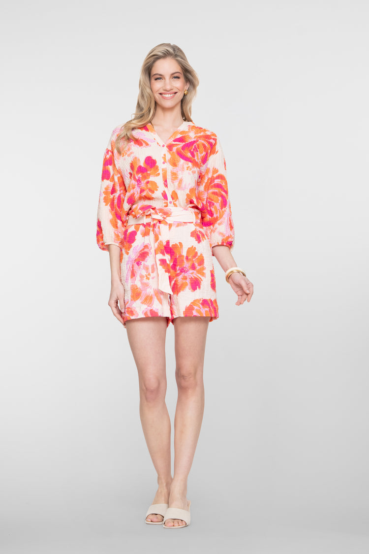 Geisha dames blouse mousseline bloemenprint