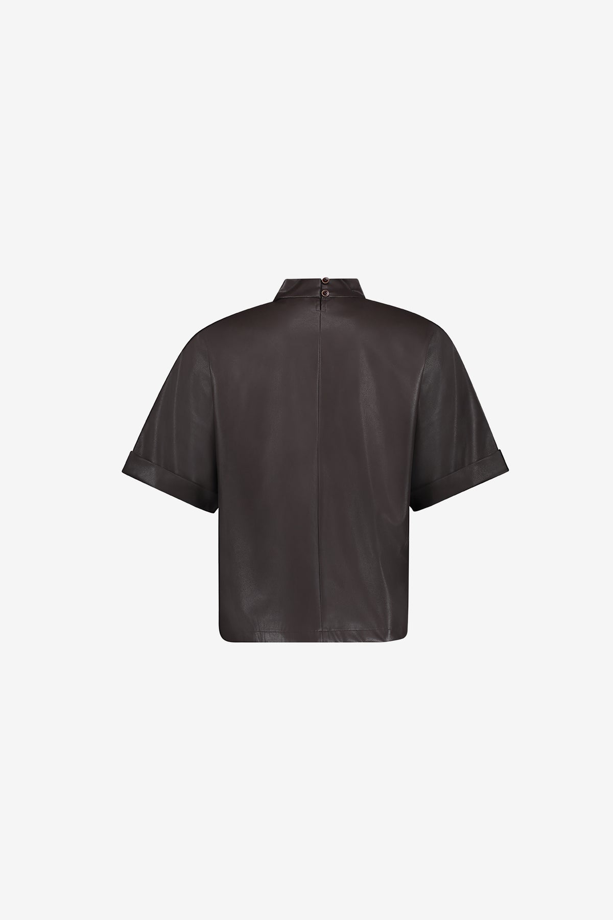 Geisha PU top met sjaaldetail en semi-boxy pasvorm