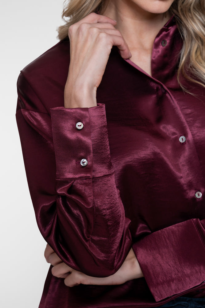 Geisha satijnen blouse burgundy