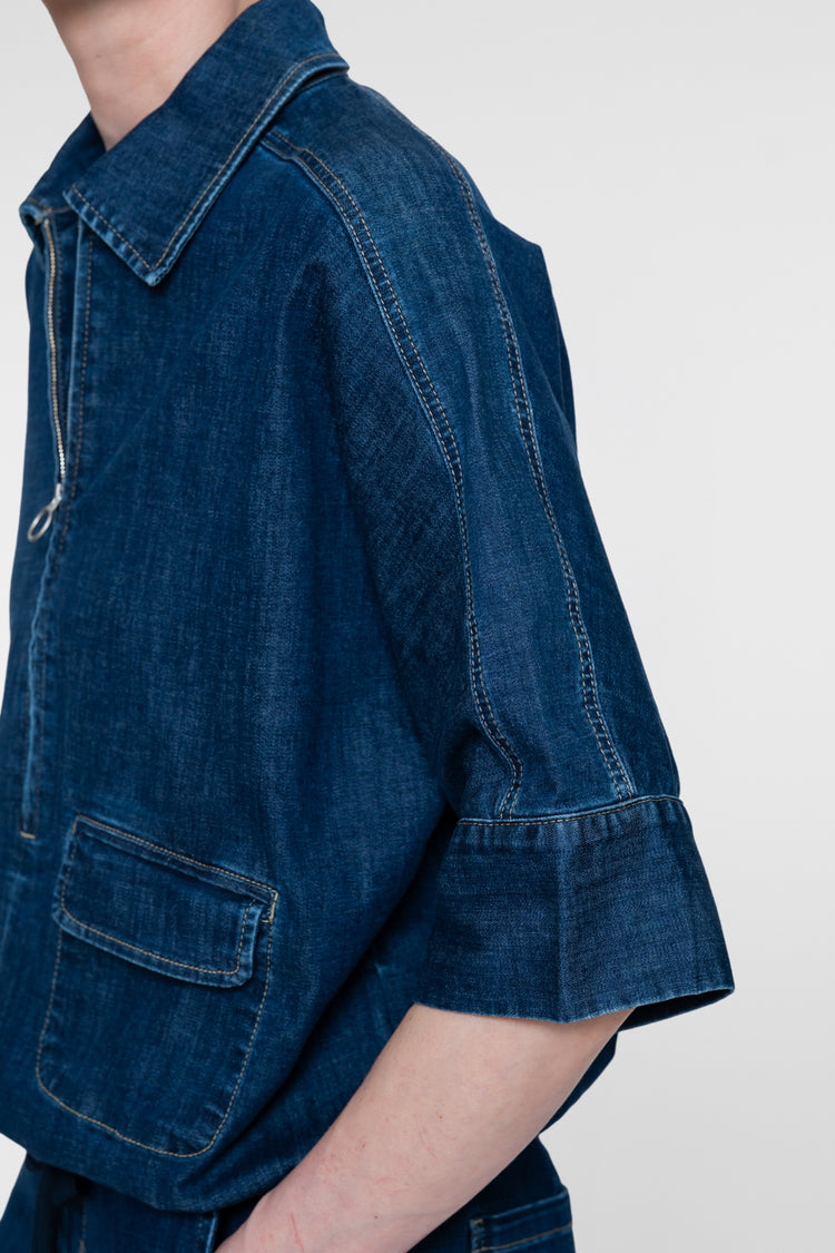 Geisha denim blouse met boxy fit