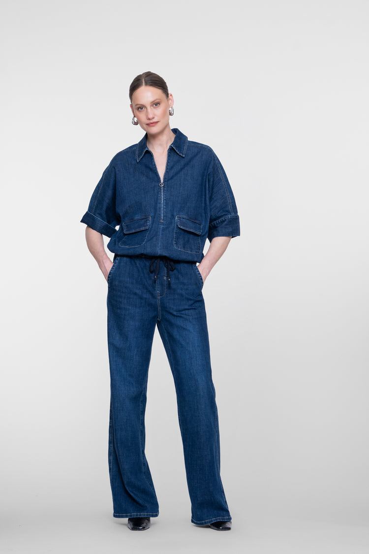 Geisha denim blouse met boxy fit