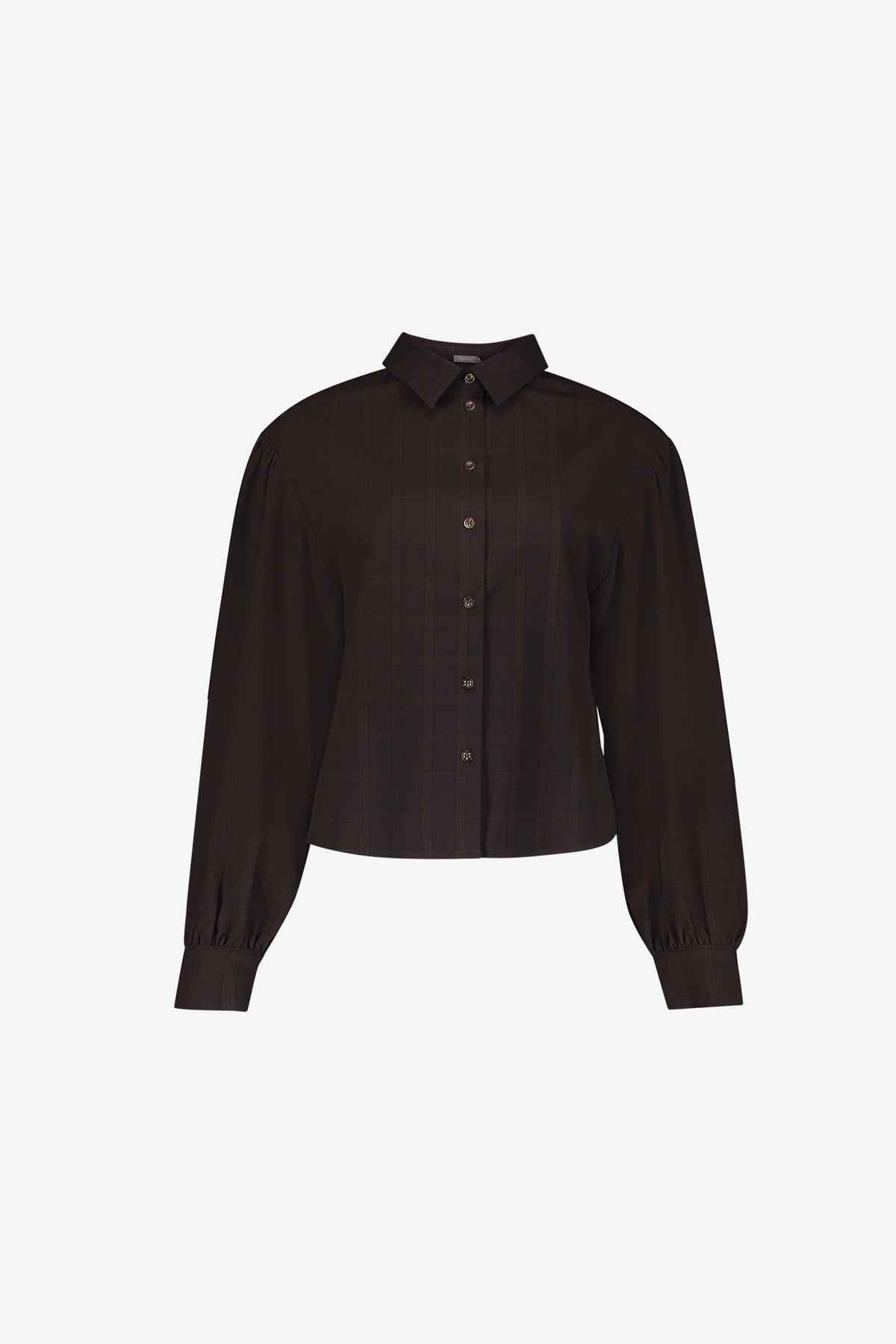 Geisha blouse met fijne ruit en ballonmouwen