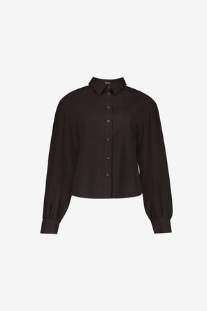 Geisha blouse met fijne ruit en ballonmouwen