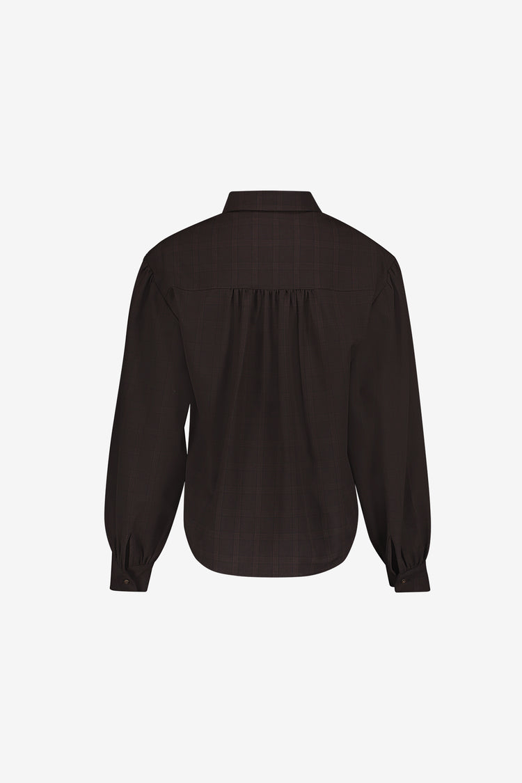 Geisha blouse met fijne ruit en ballonmouwen