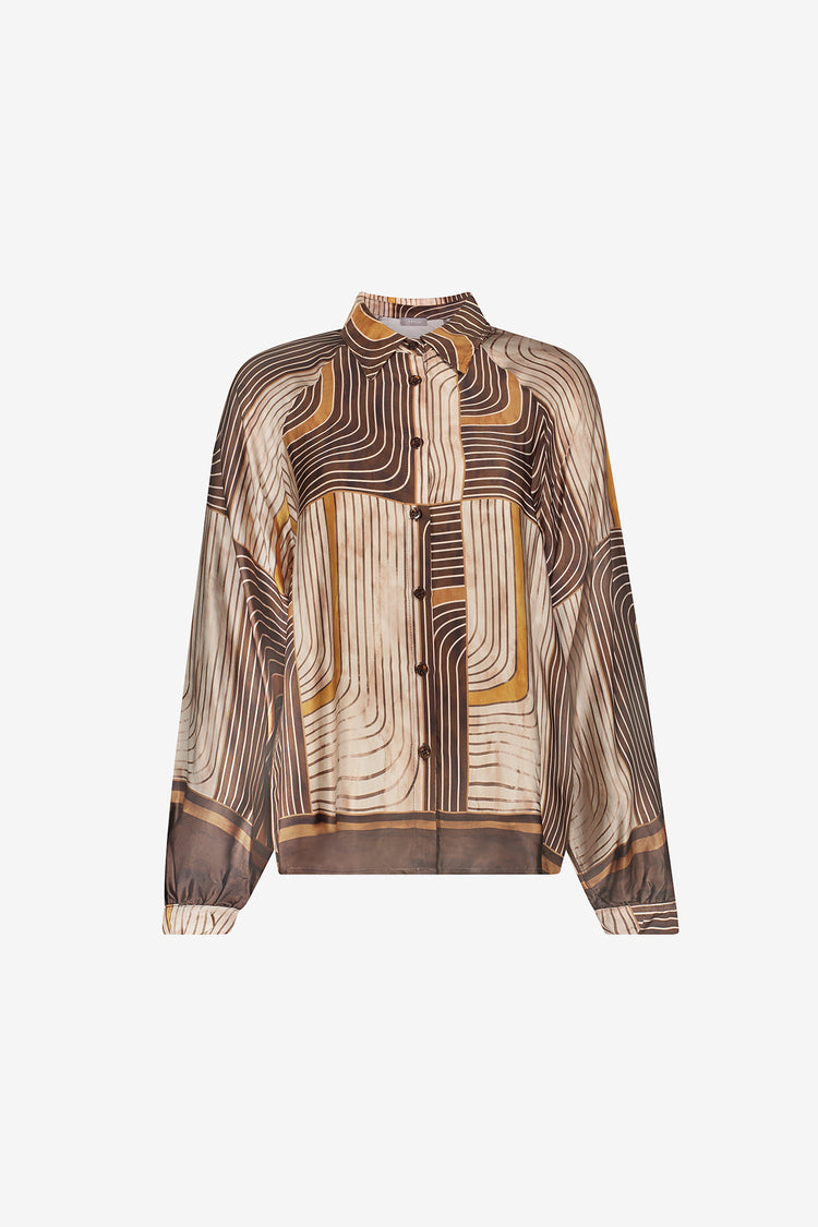 Geisha blouse met grafische print en satijnachtige uitstraling