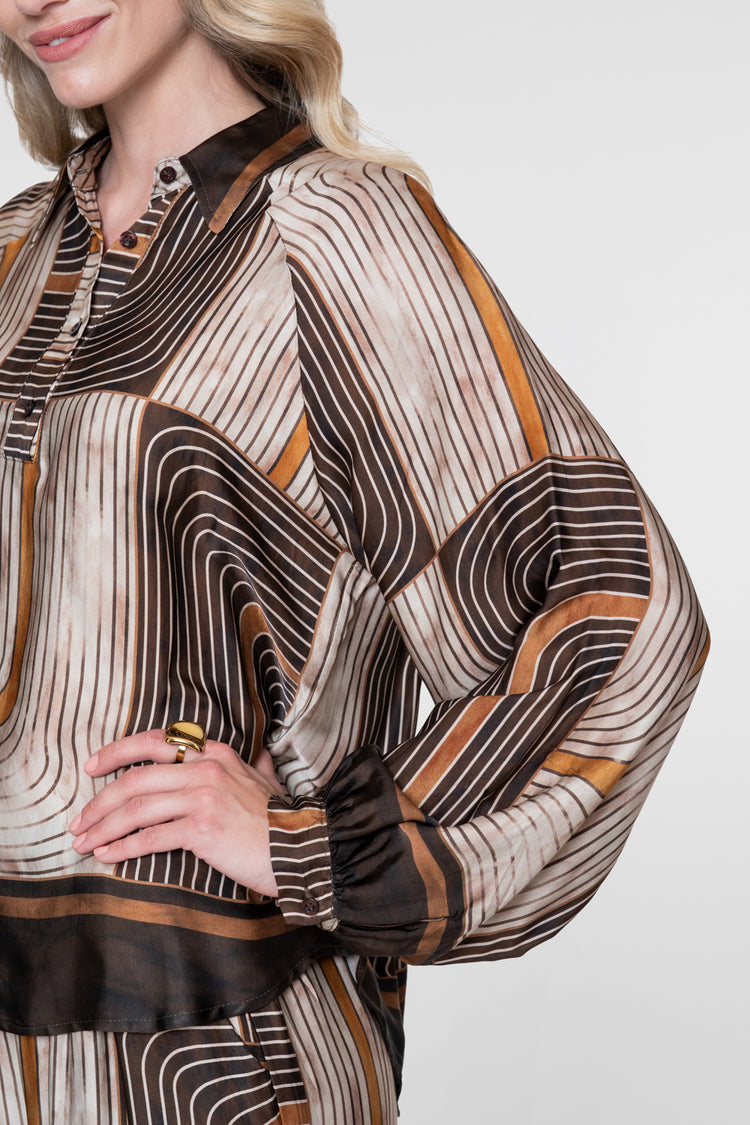 Geisha blouse met grafische print en satijnachtige uitstraling