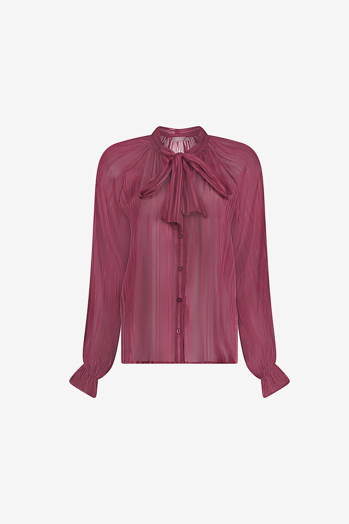 Geisha semi-transparante blouse met strikdetail en geweven strepen