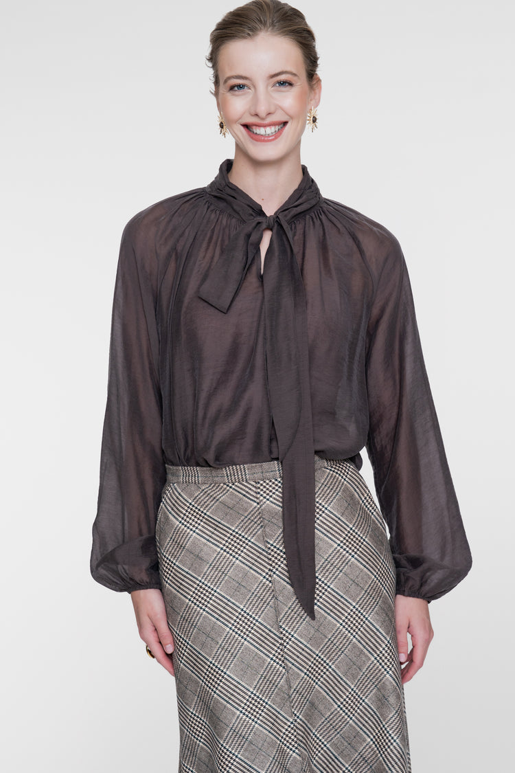 Geisha lyocell blouse met strikdetail