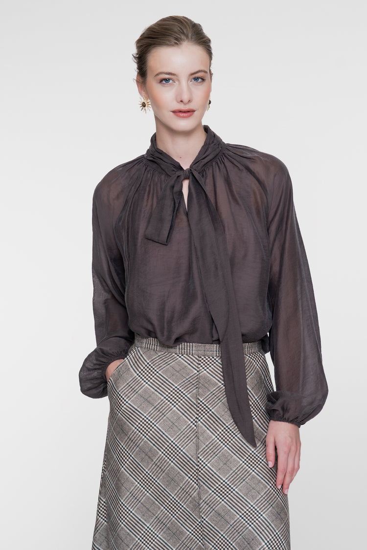 Geisha lyocell blouse met strikdetail