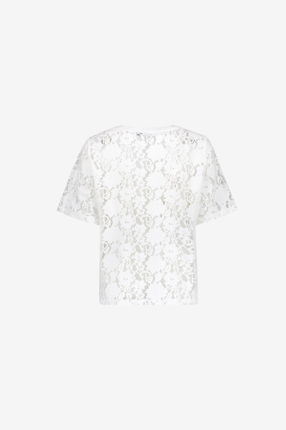 Geisha kanten T-shirt met sportieve statementprint