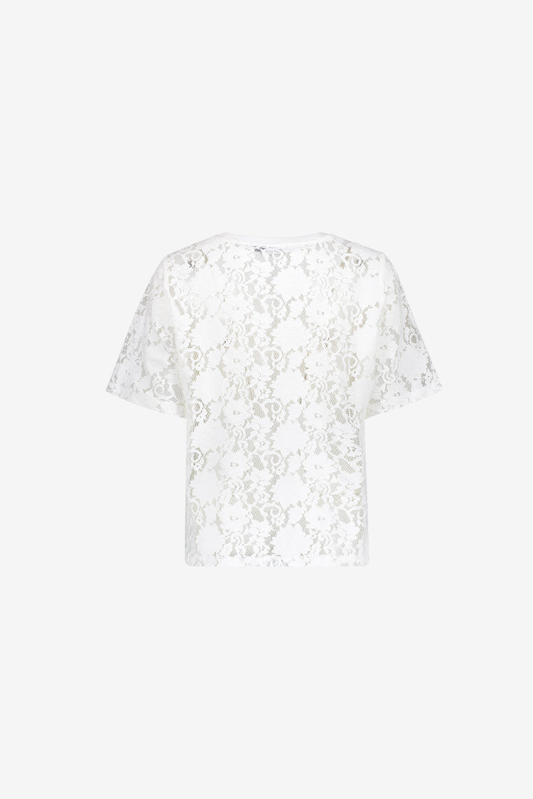 Geisha kanten T-shirt met sportieve statementprint