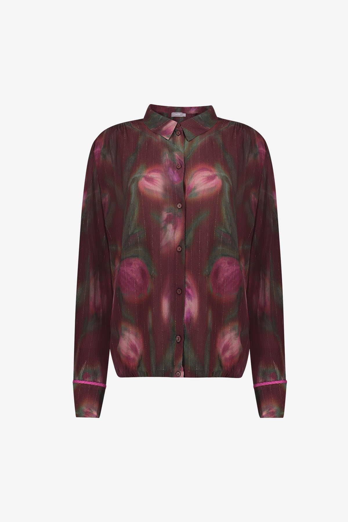 Geisha blouse met vervaagde bloemprint en subtiele lurex details
