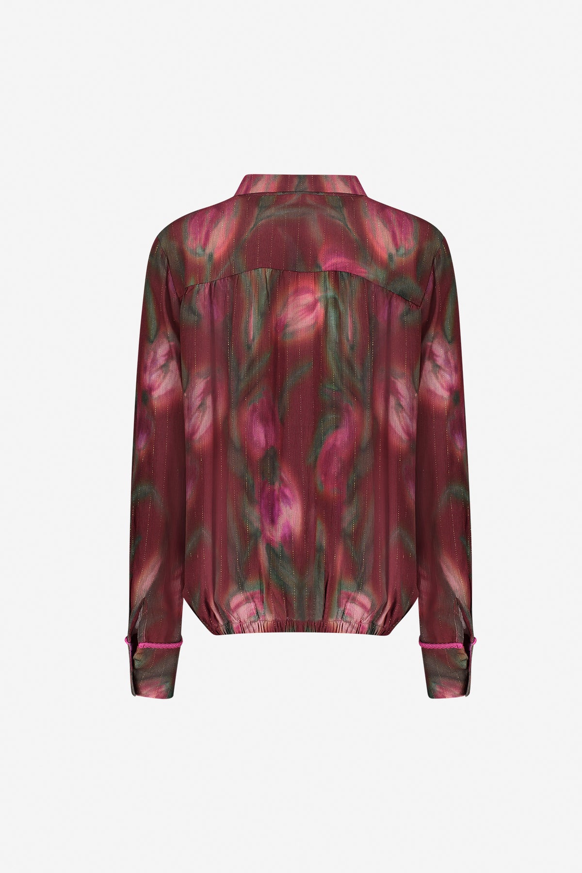 Geisha blouse met vervaagde bloemprint en subtiele lurex details