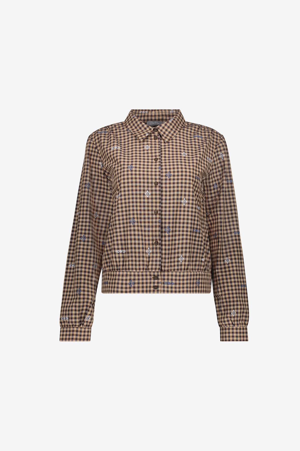 Geisha checkered blouse met geborduurde details