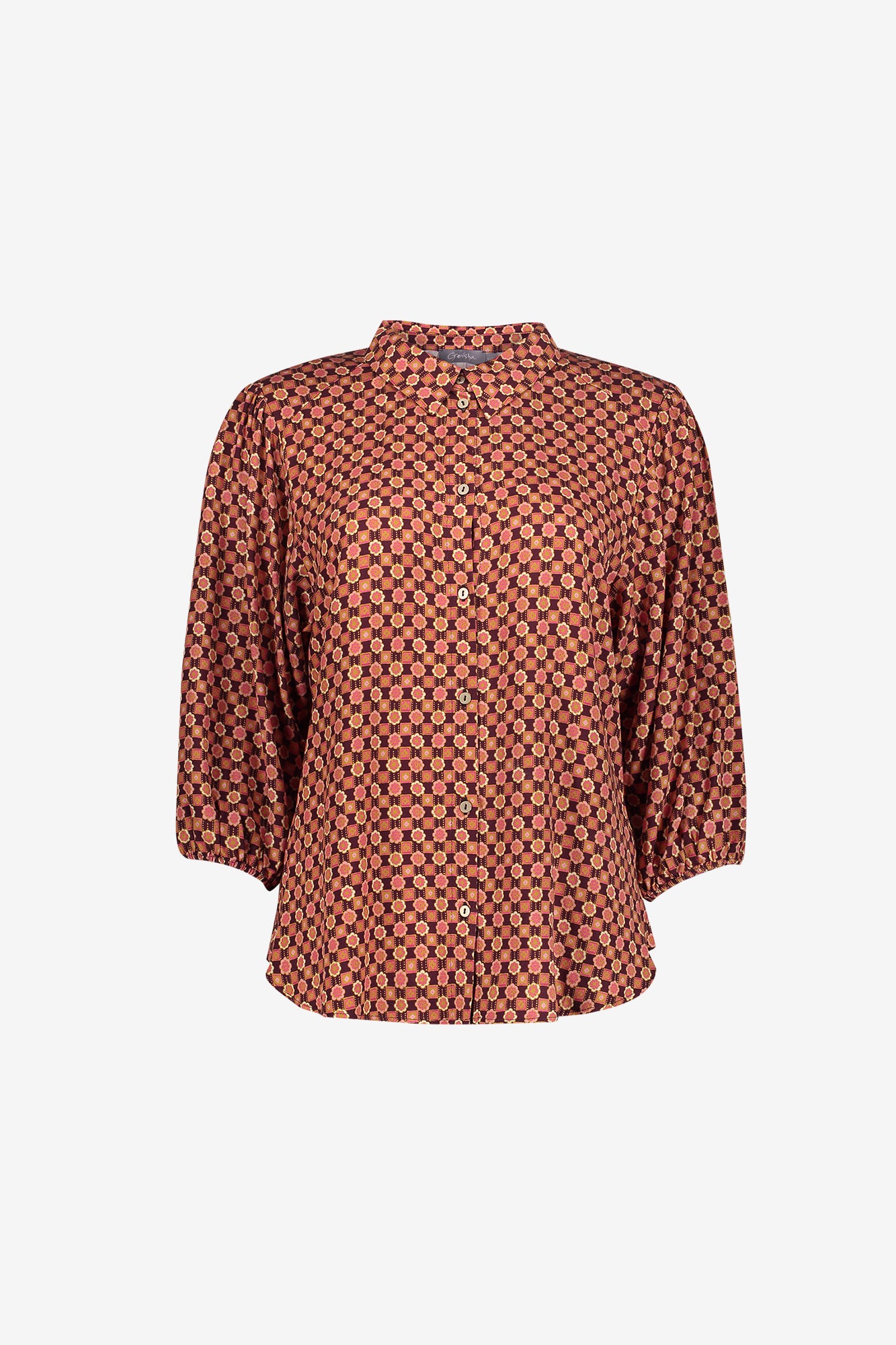 Geisha viscose blouse met grafische print en klassieke kraag