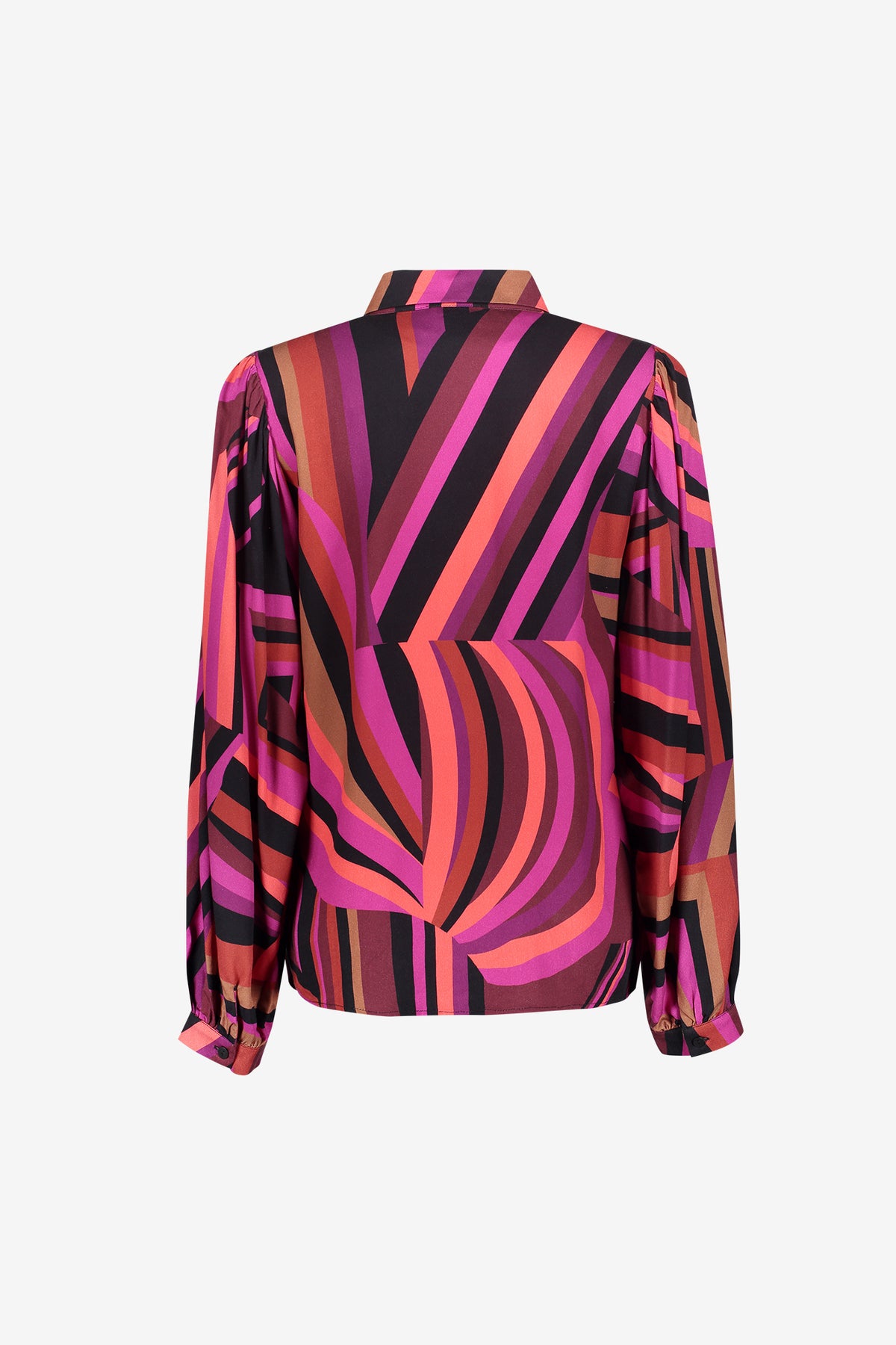 Geisha blouse met grafische lijnenprint en klassieke kraag