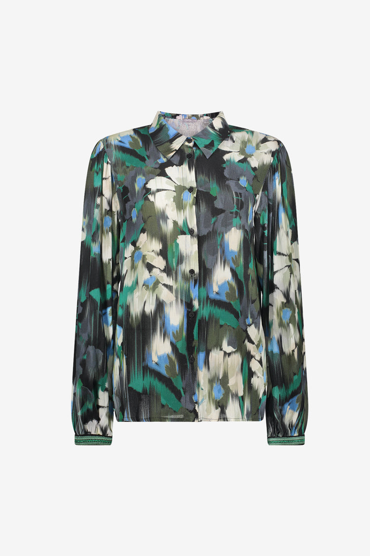 Geisha blouse met grafische bloemenprint en tape detail