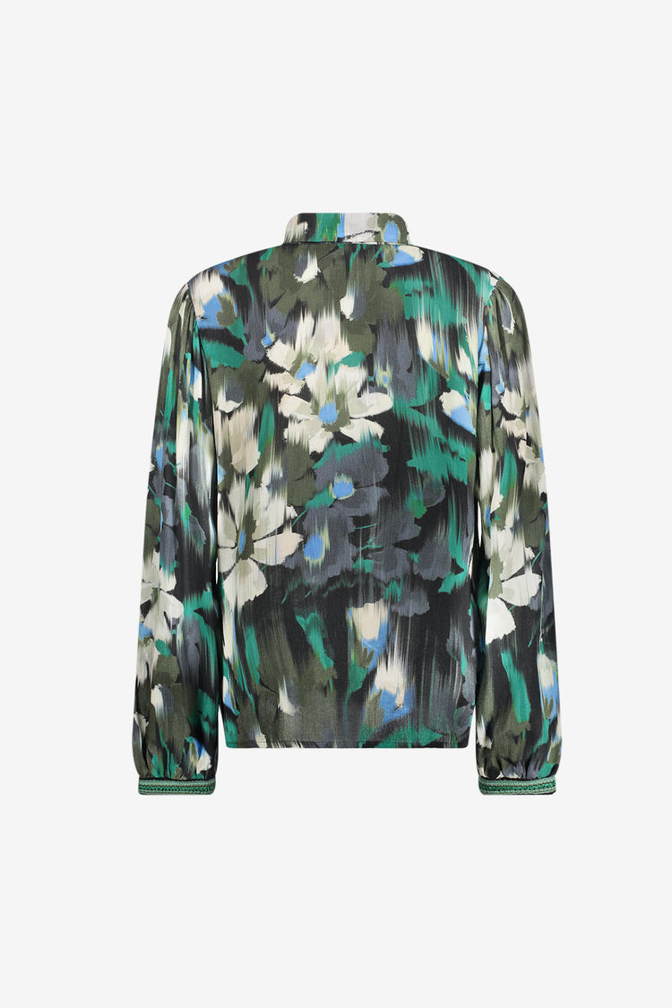Geisha blouse met grafische bloemenprint en tape detail