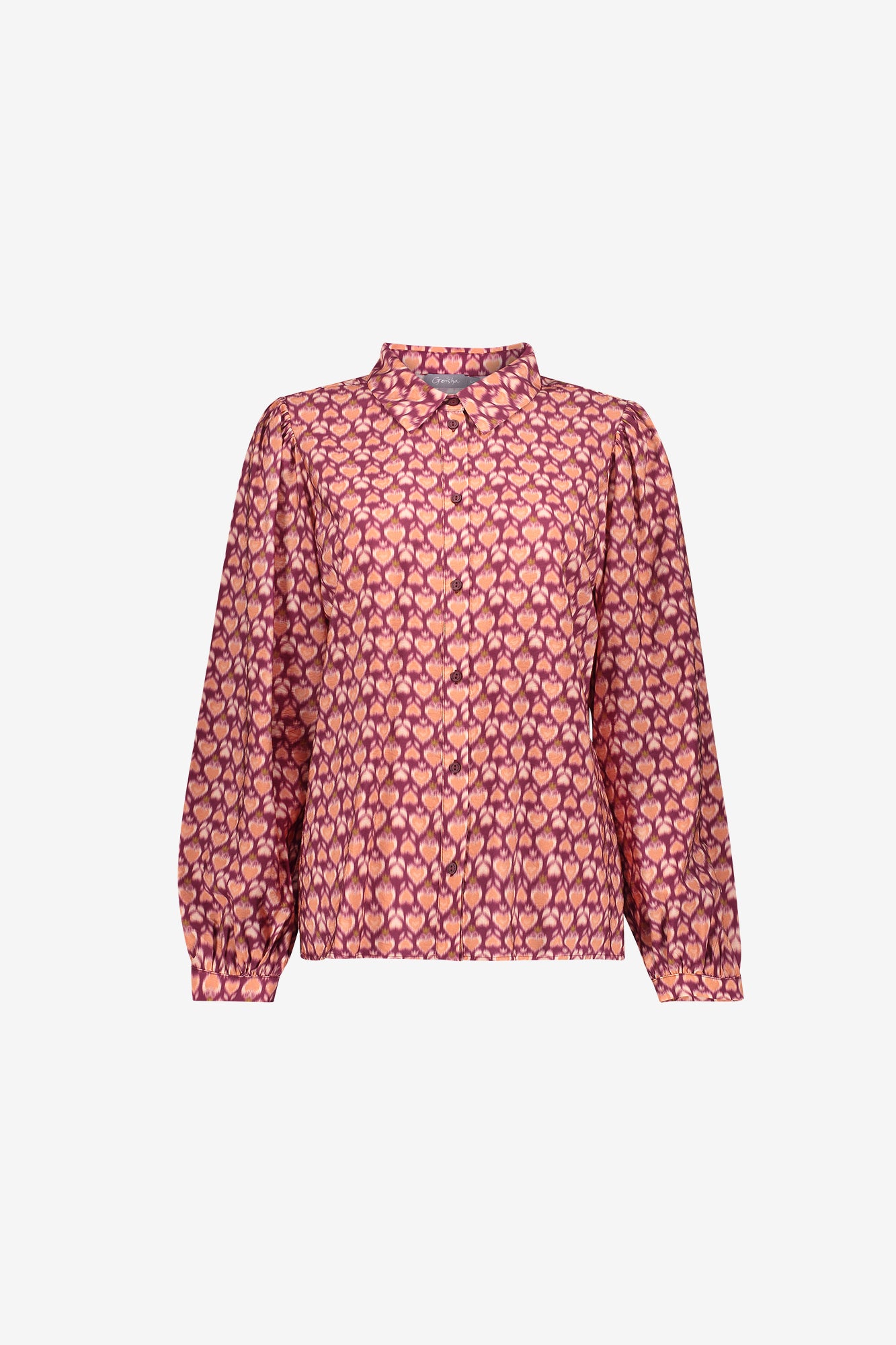 Geisha blouse met grafische print en klassieke kraag