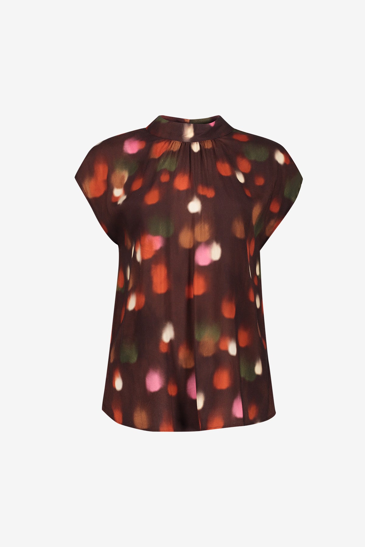 Geisha top met opstaande hals en grafische print