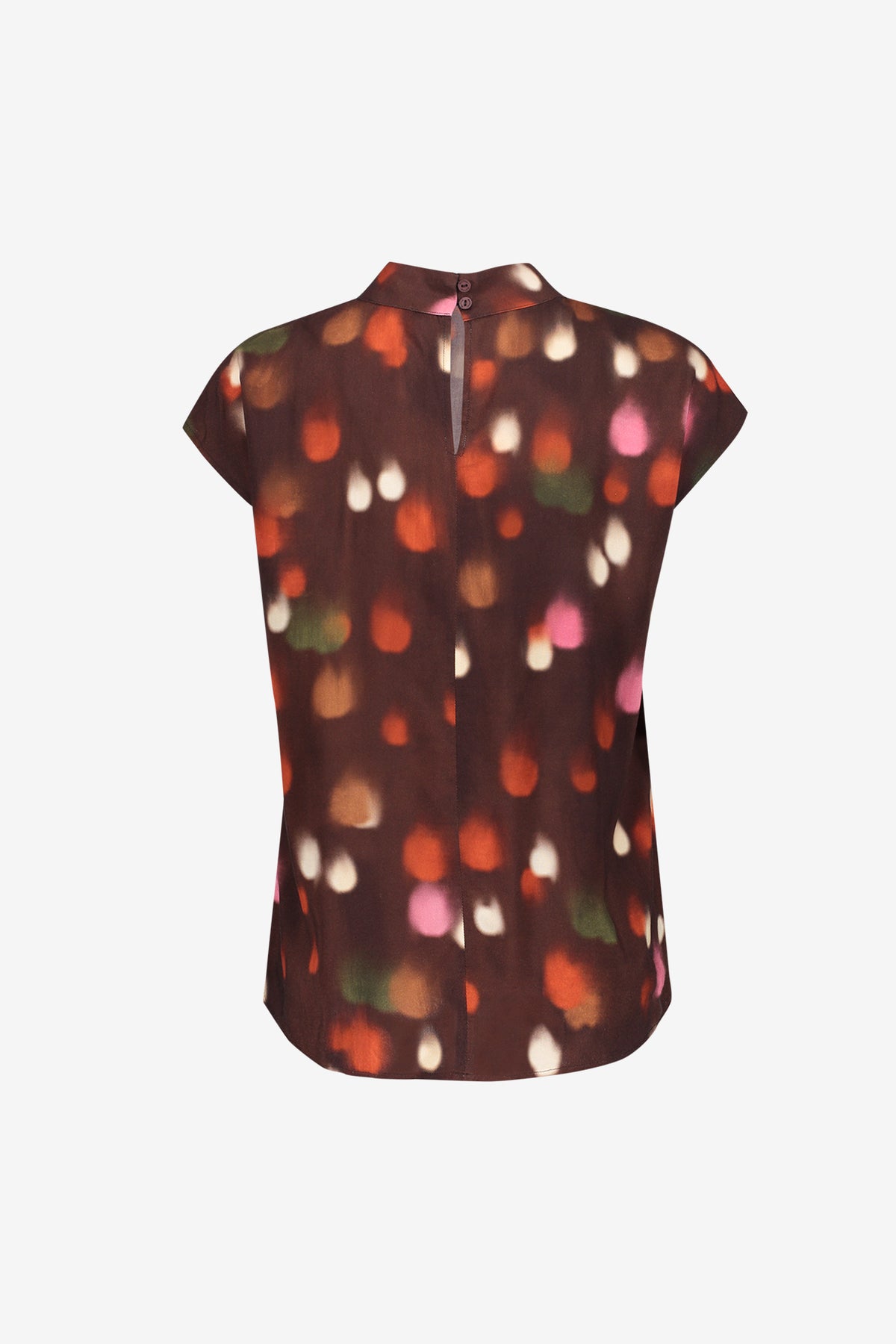 Geisha top met opstaande hals en grafische print