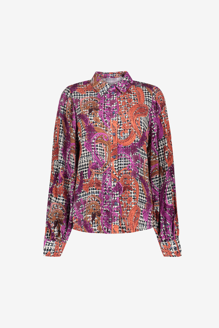 Geisha blouse met grafische print en klassieke kraag