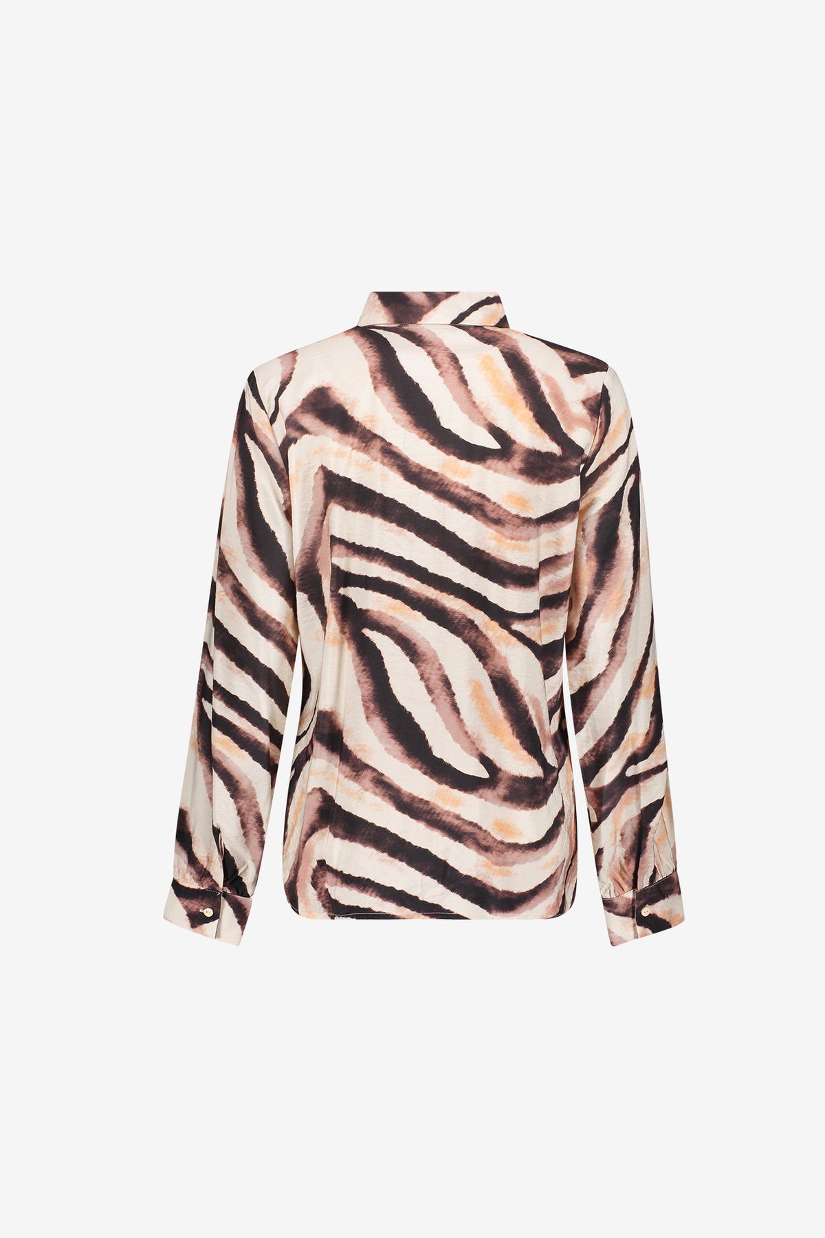 Geisha blouse met zebraprint in zand- en briquetinten