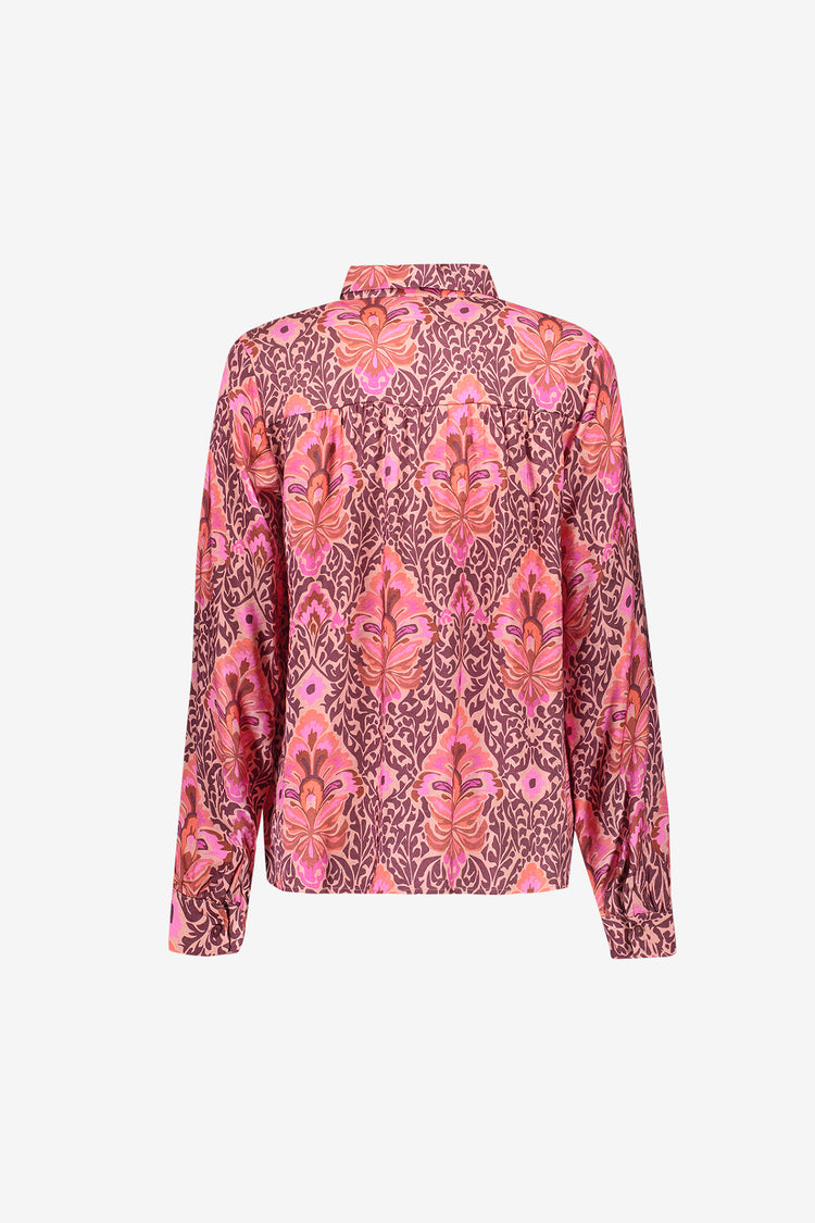Geisha blouse met sierlijke print en klassieke kraag