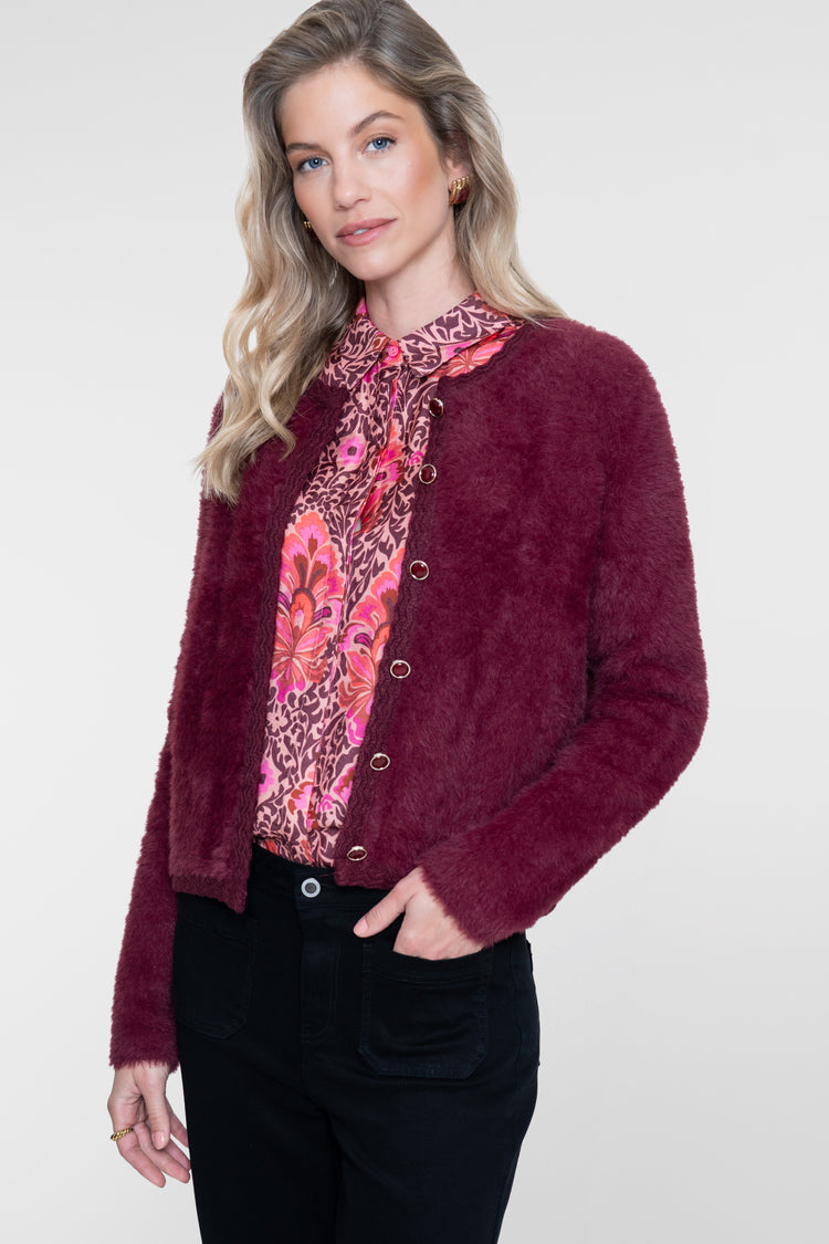 Geisha blouse met sierlijke print en klassieke kraag