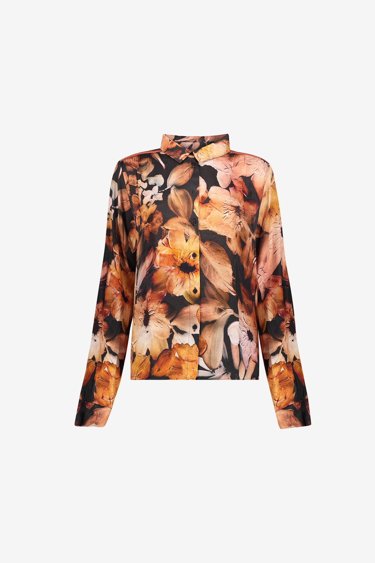 Geisha floral blouse met lurex schouderdetail
