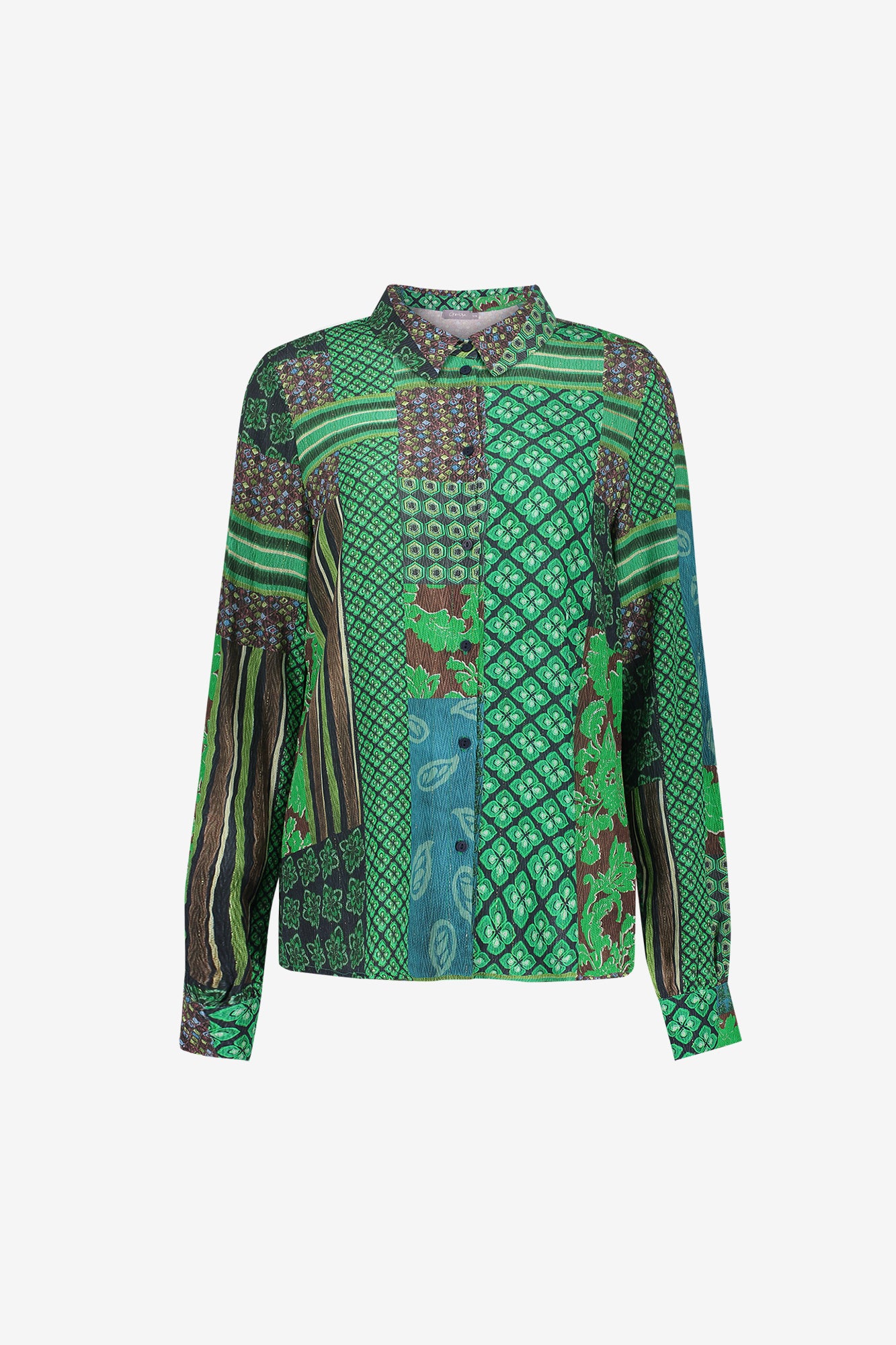 Geisha blouse met patchworkprint