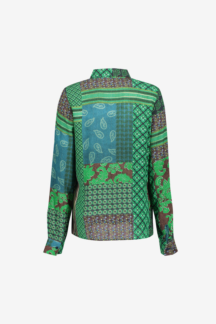 Geisha blouse met patchworkprint