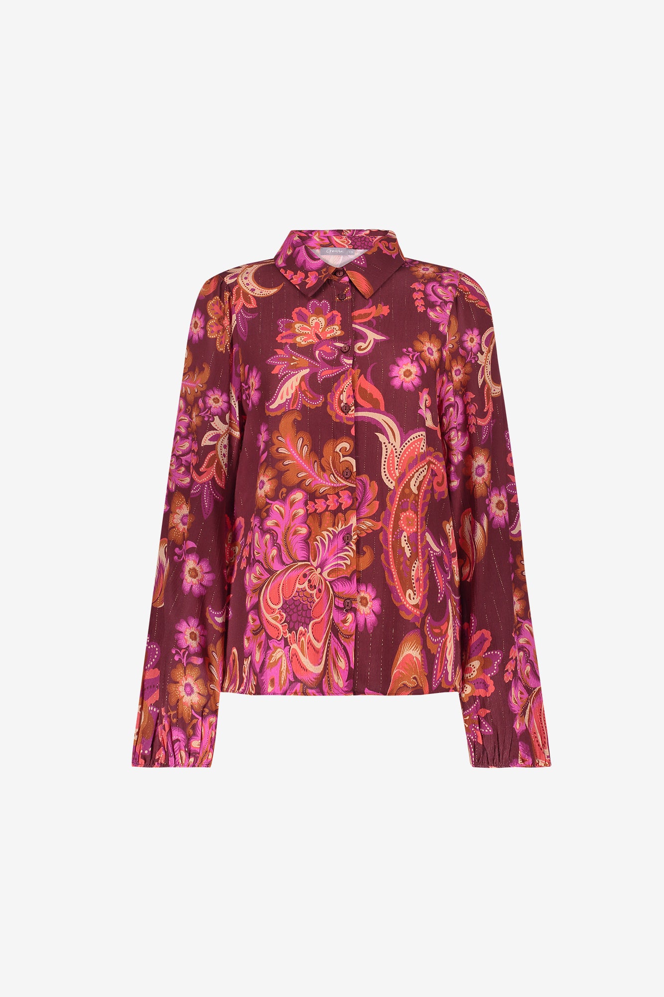 Geisha blouse met paisleyprint en lurexdetails