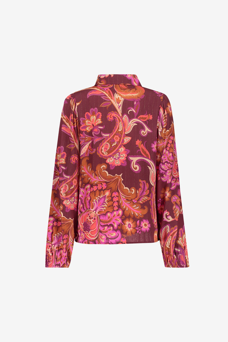 Geisha blouse met paisleyprint en lurexdetails