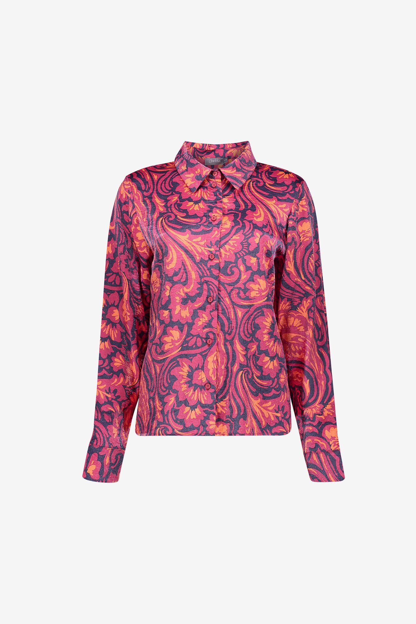 Geisha blouse met sierlijke print en glans